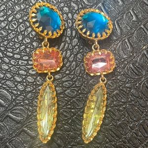 Beautiful Designer Clip Hanging Drop Earrings
with Colorful Stones